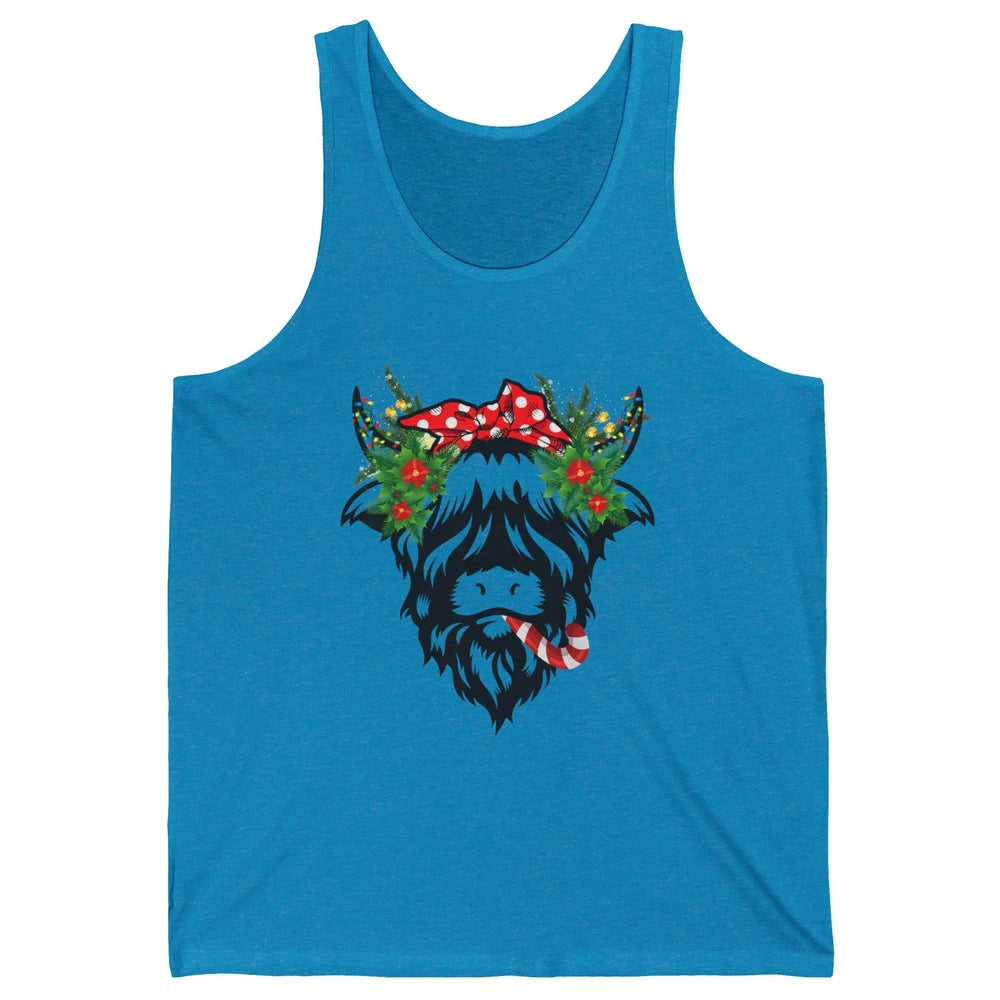 Highland Cow Funny Christmas Tree Xmas Farming Farm Animal Unisex Jersey Tank