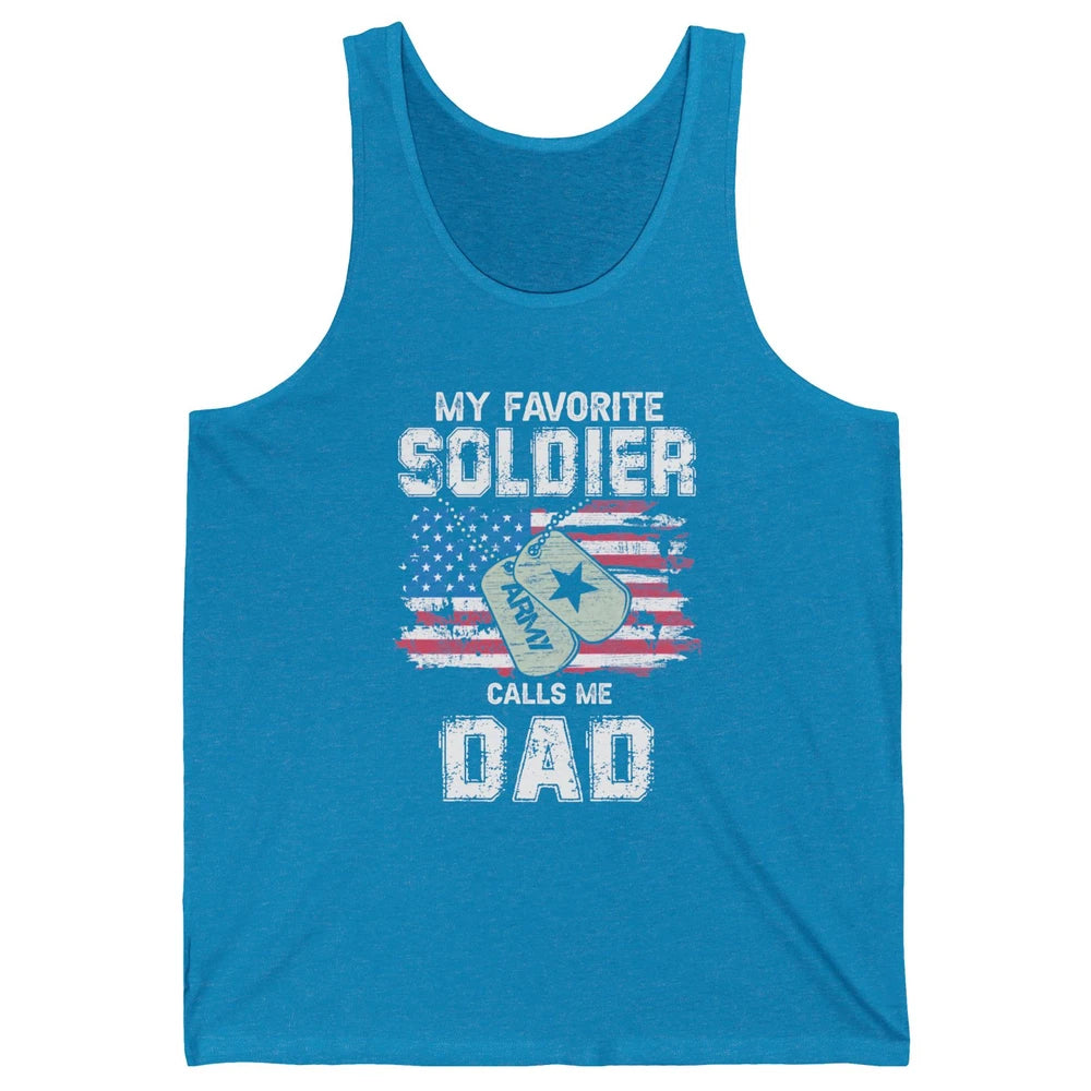 My Favorite Soldier Calls Me Dad US Army Military US Flag Unisex Jersey Tank