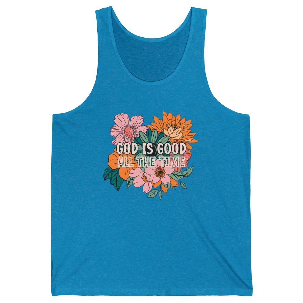 Retro God Is Good All The Time Floral Christian Bible Verse Unisex Jersey Tank