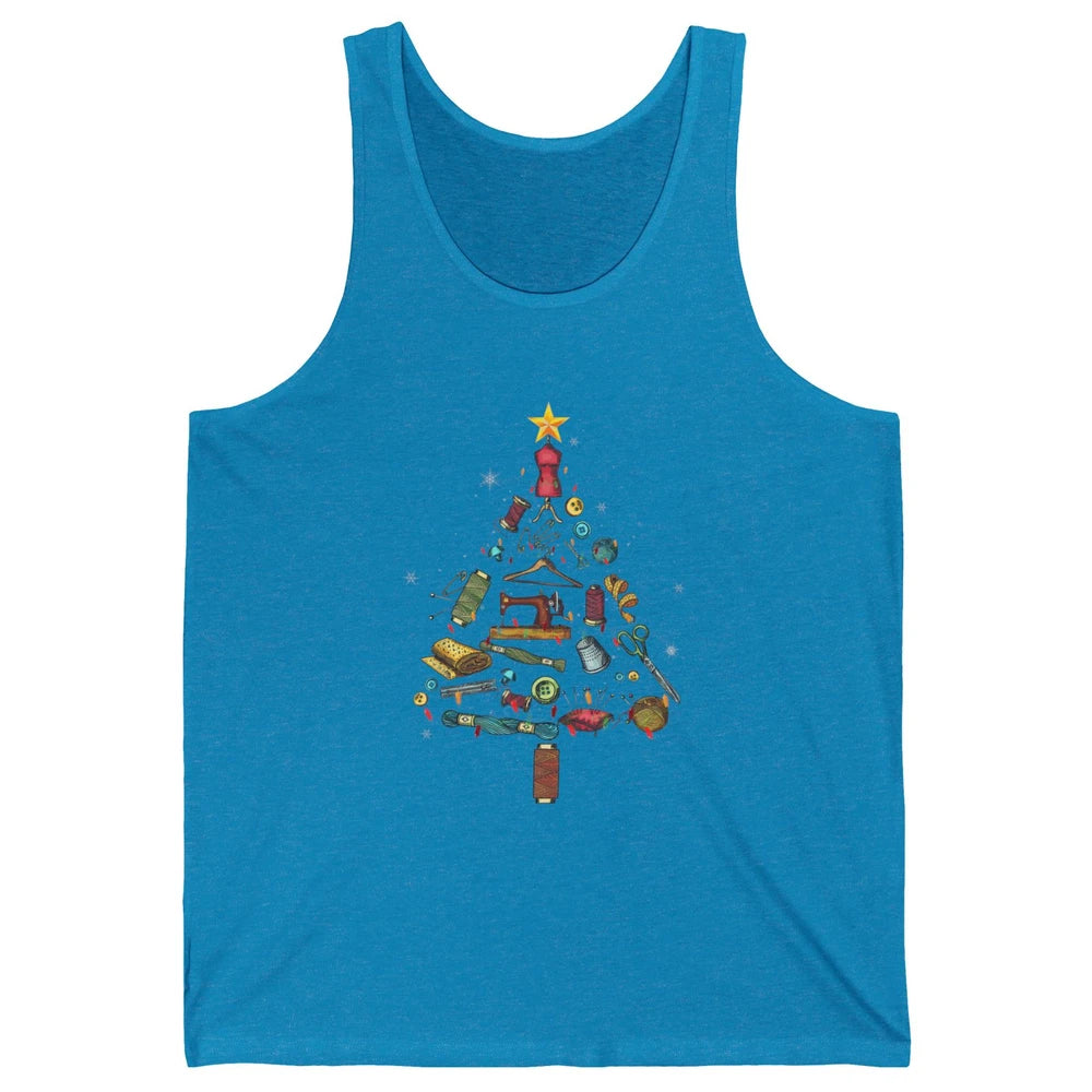 Merry Christmas Sewing Yarn Quilting Xmas Tree Sew Machine Unisex Jersey Tank