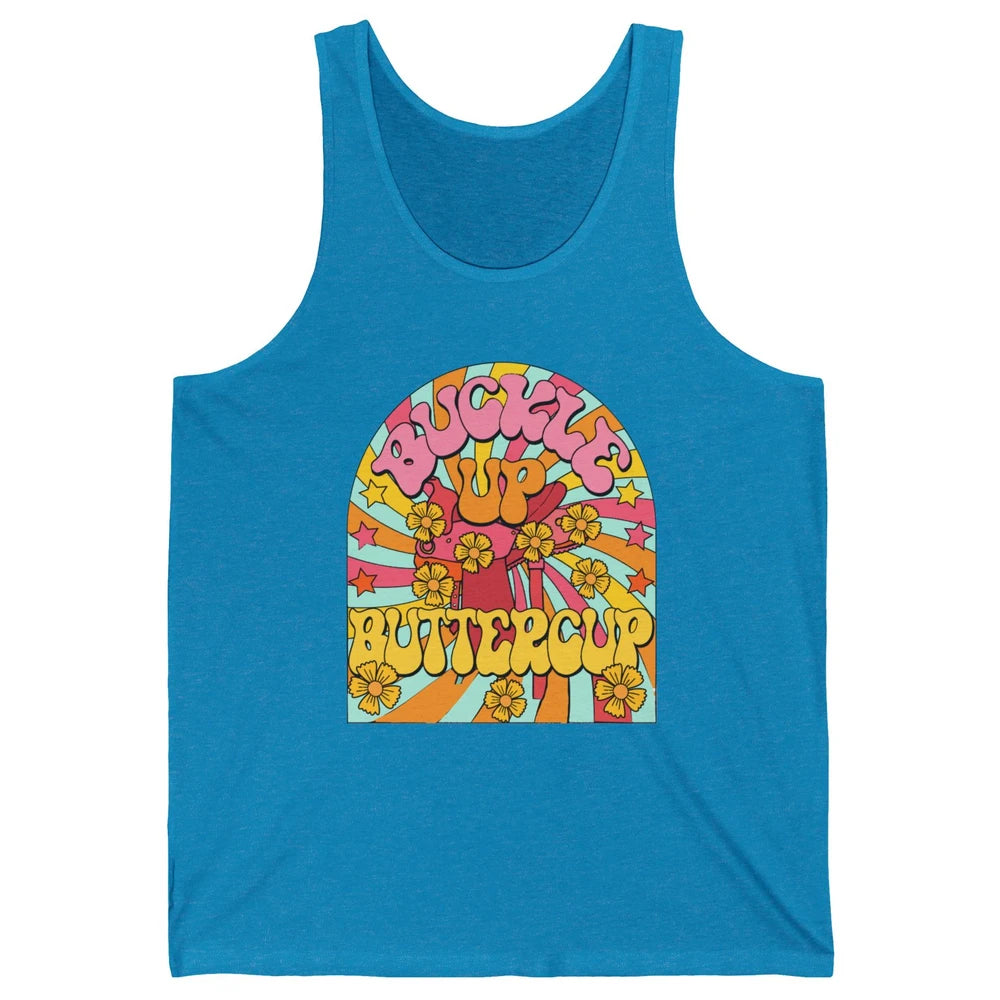 Retro Groovy Buckle Up Buttercup Cowboy Western Cowgirl Gift Unisex Jersey Tank