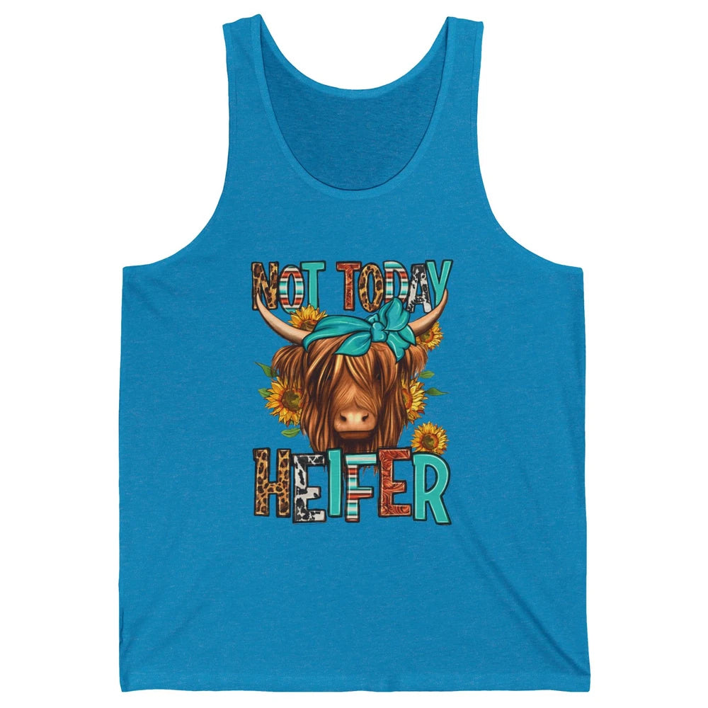Leopard Highland Cow Bandana Not Today Heifer Western Animal Unisex Jersey Tank