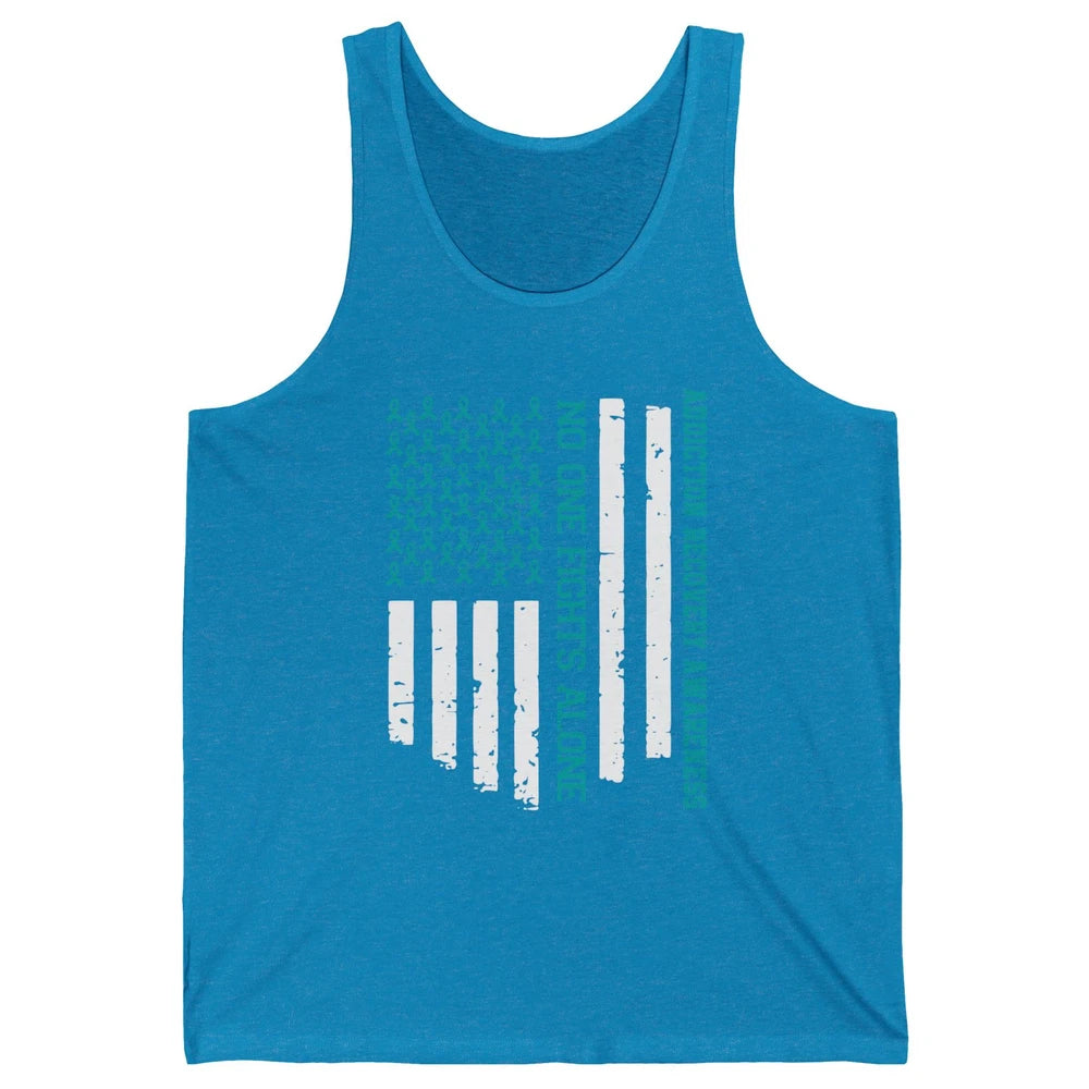Addiction Recovery Awareness Teal Ribbon No One Fiht Alone Unisex Jersey Tank