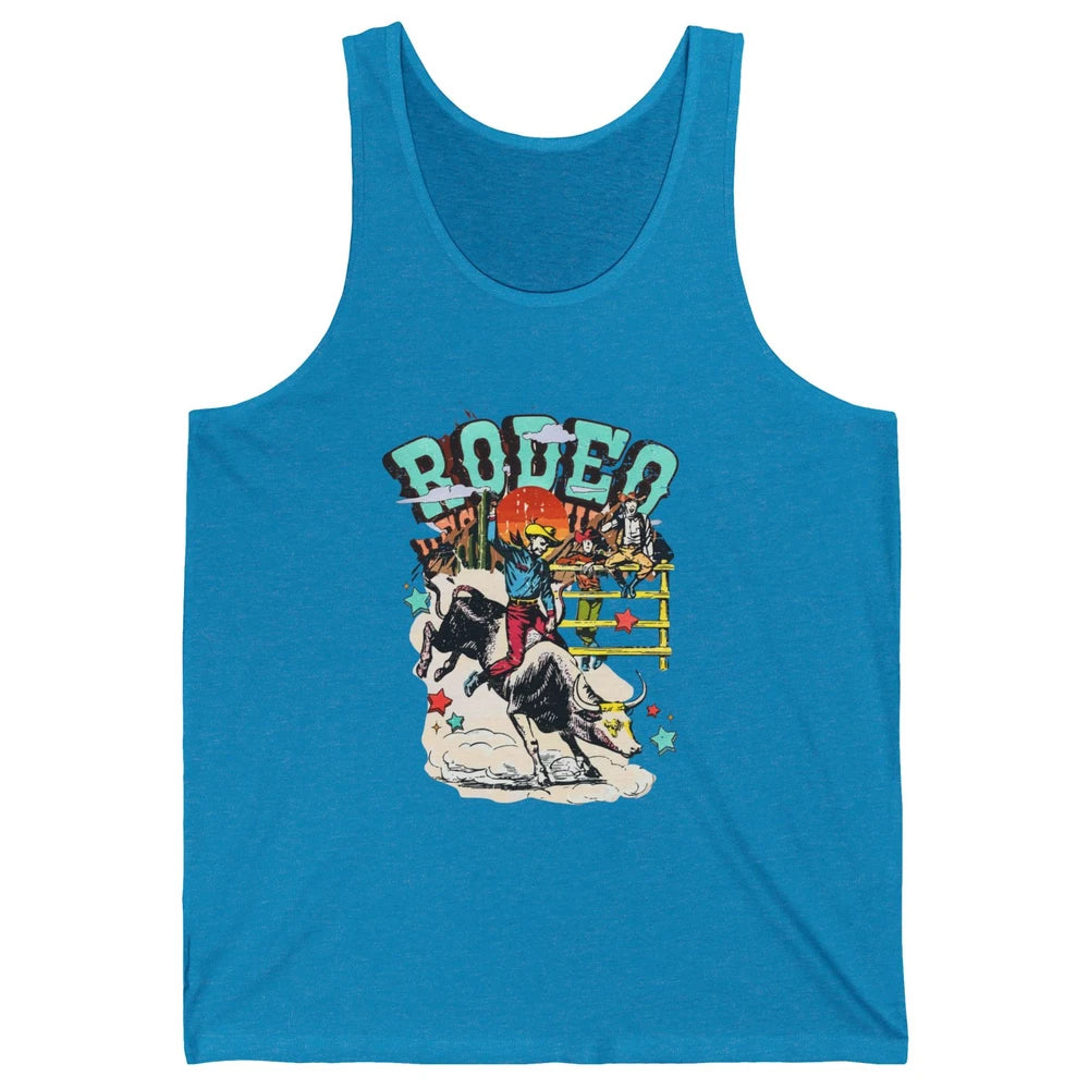 Retro Cowboy Horsing Rodeo Dad Bull Racing Western Country Unisex Jersey Tank
