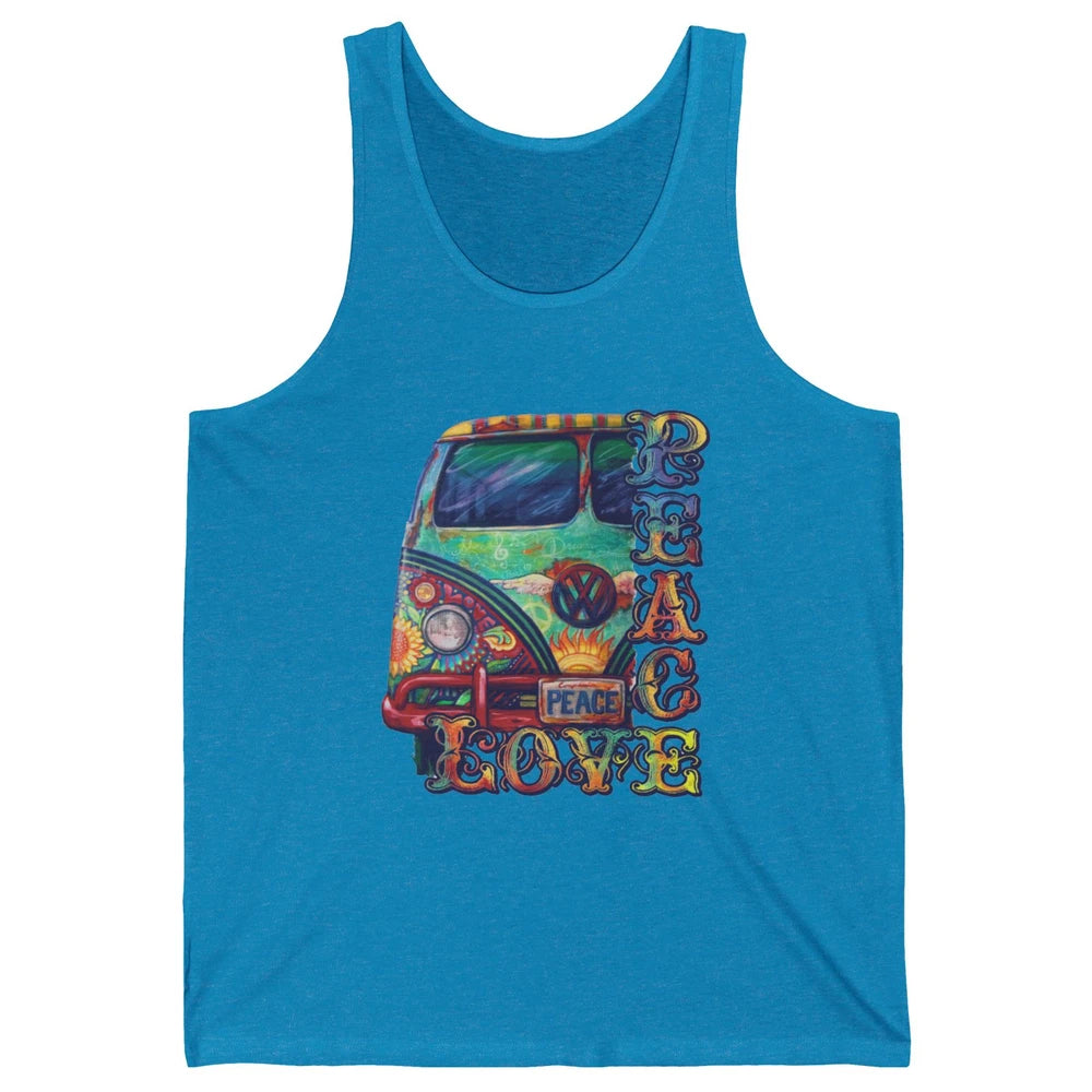 Peace And Love Hippie Van Peacemobile Vintage Gift Camping Unisex Jersey Tank