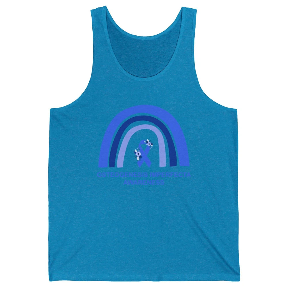 Osteogenesis Imperfecta Awareness OI Floral Blue Rainbow Unisex Jersey Tank