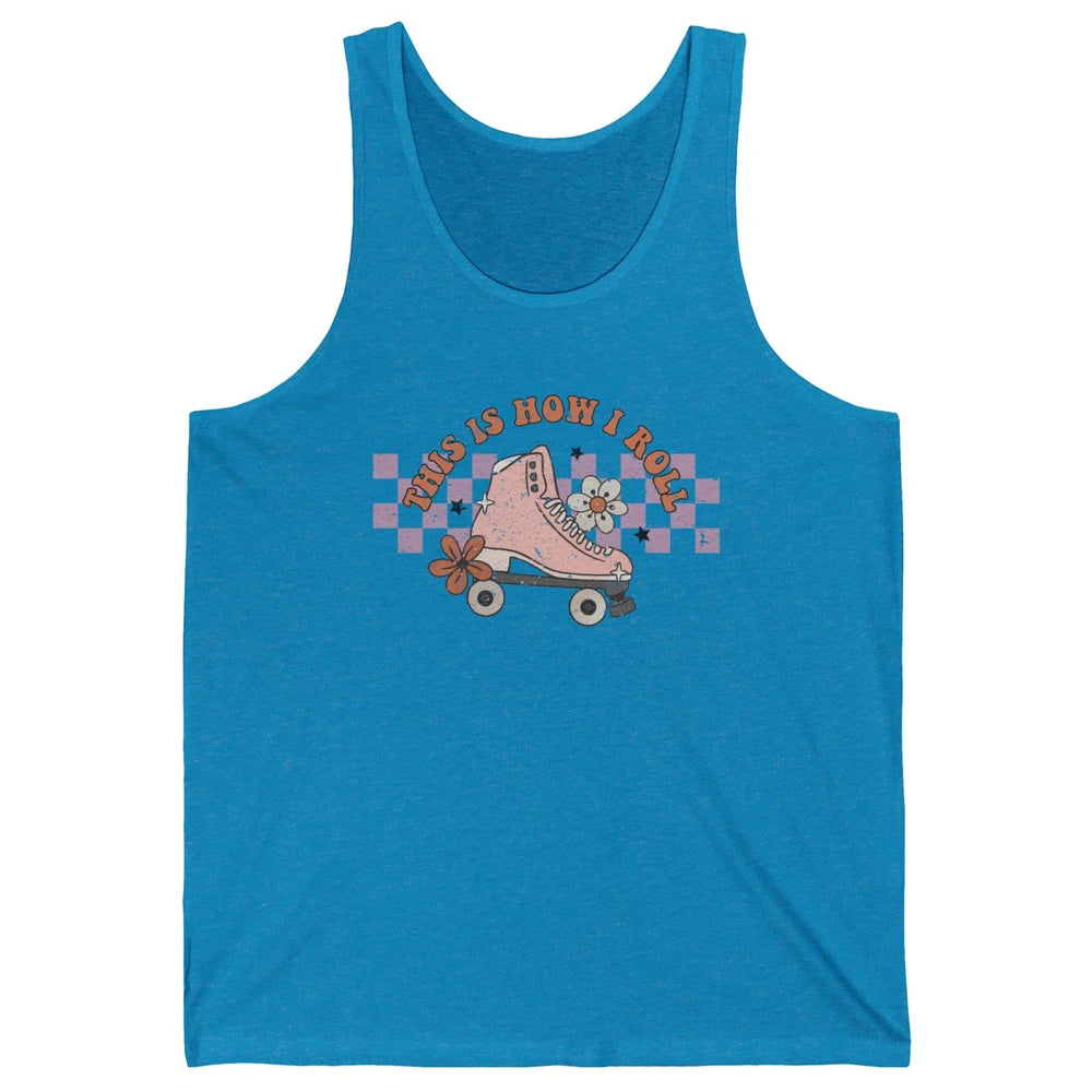 Retro Boho Roller Skate Groovy Daisy Skateboard Skater Gift Unisex Jersey Tank