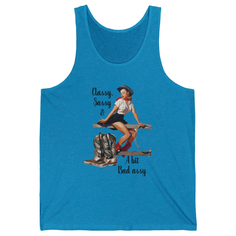 Retro Cowgirl Boots Classy Sassy Western Country Cowboy Gift Unisex Jersey Tank