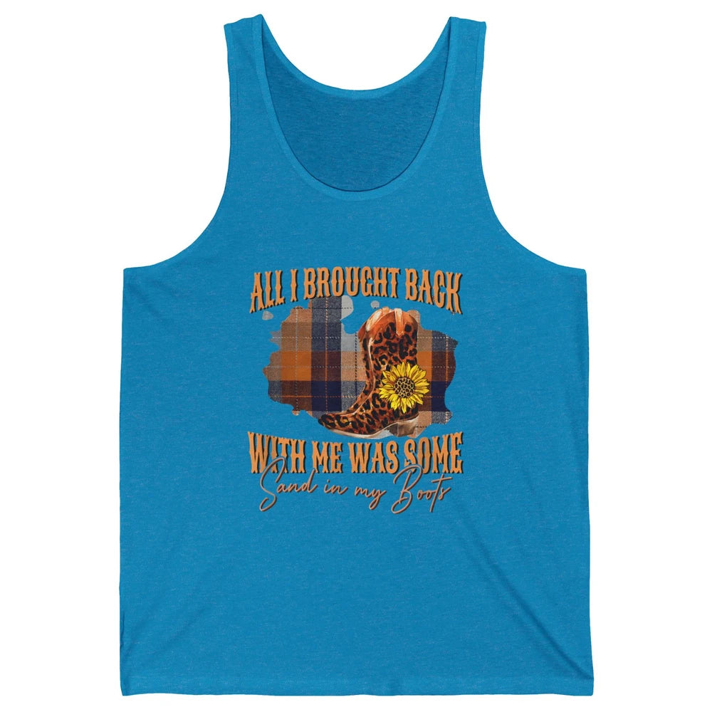 Sand In My Boots Western Country Music Cowboy Cowgirl Hat And Leopard Boots Floral Vintage Howdy Rodeo Unisex Jersey Tank