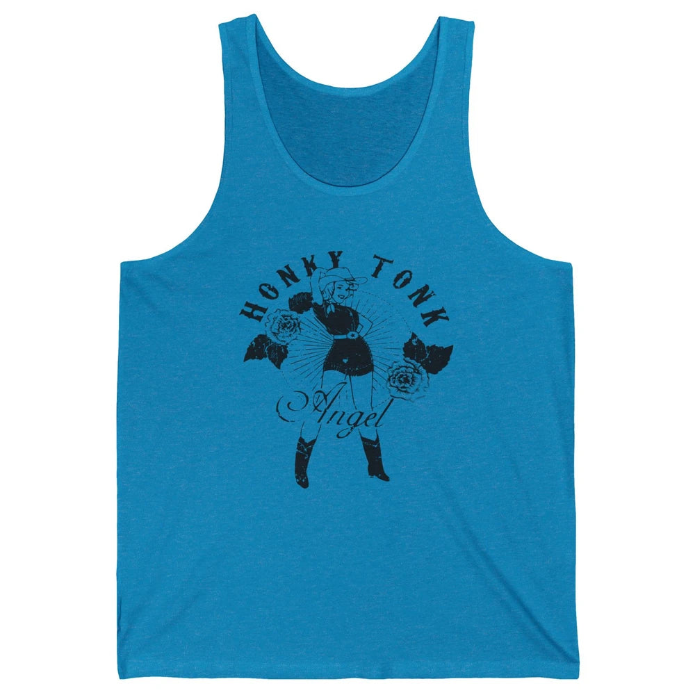 Retro Cowgirl Honky Tonk Angel Western Country Rodeo Mom Unisex Jersey Tank