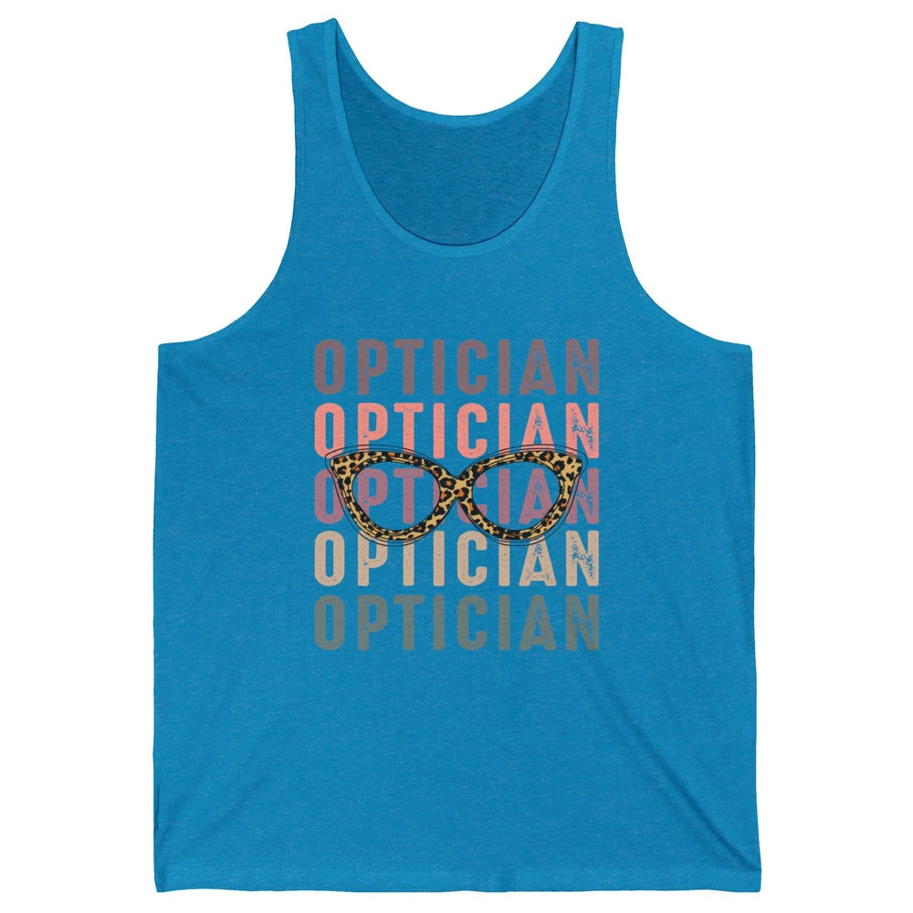 Retro Optometrist Leopard Eyeglasses Optician Ophthalmology Unisex Jersey Tank