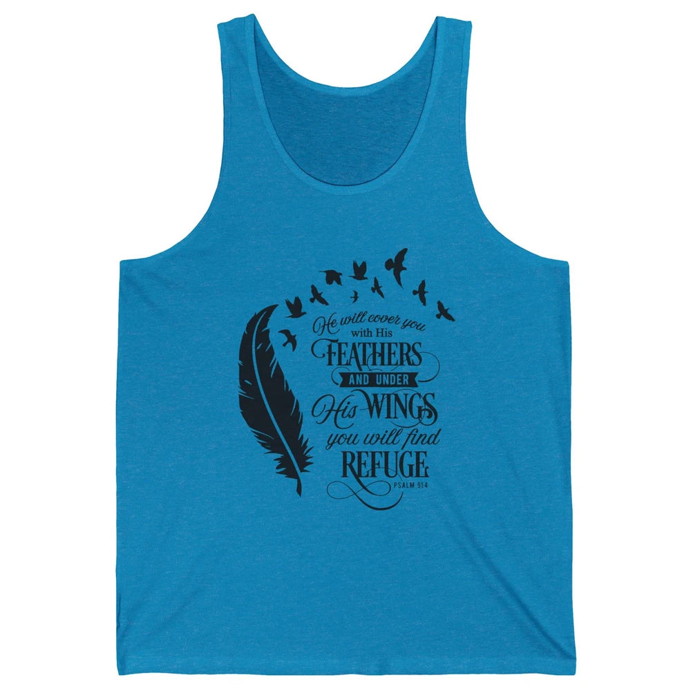 Christian He Will Cover You With His Feathers Bible Verse Unisex Jersey Tank