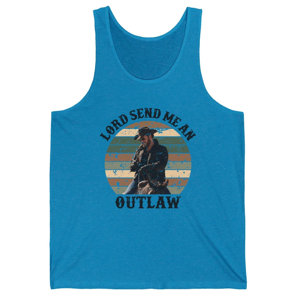 Retro Cowboy Horsing Lord Send Me An Outlaw Western Country Unisex Jersey Tank