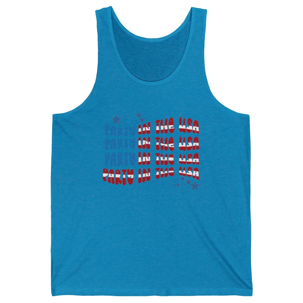 Retro July 4th Party In The USA Retro Stripe Star US Patriot Unisex Jersey Tank