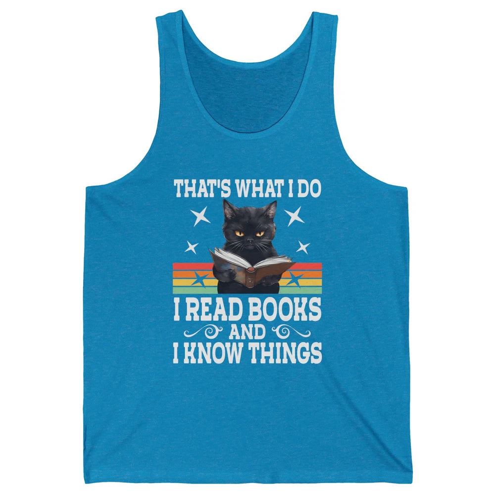 Retro Cat Books The Reader Black Cat Reading Books Bookish Bookworm Kitten Unisex Jersey Tank