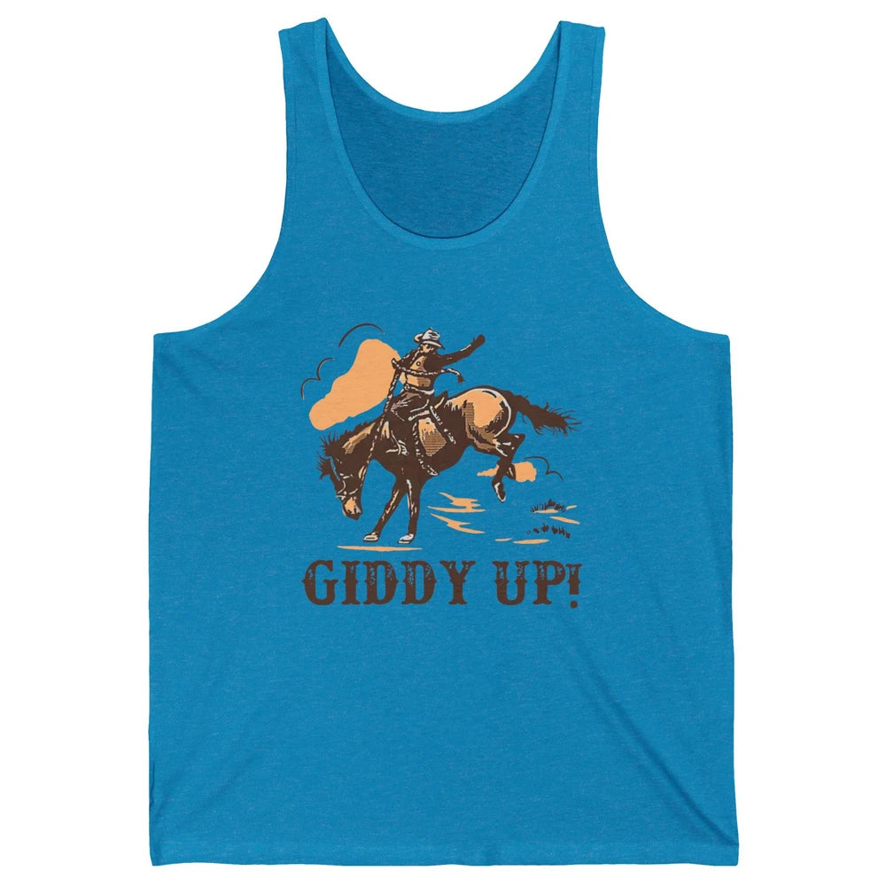 Retro Cowboy Rodeo Giddy Up Hold Your Horses Western Country Unisex Jersey Tank