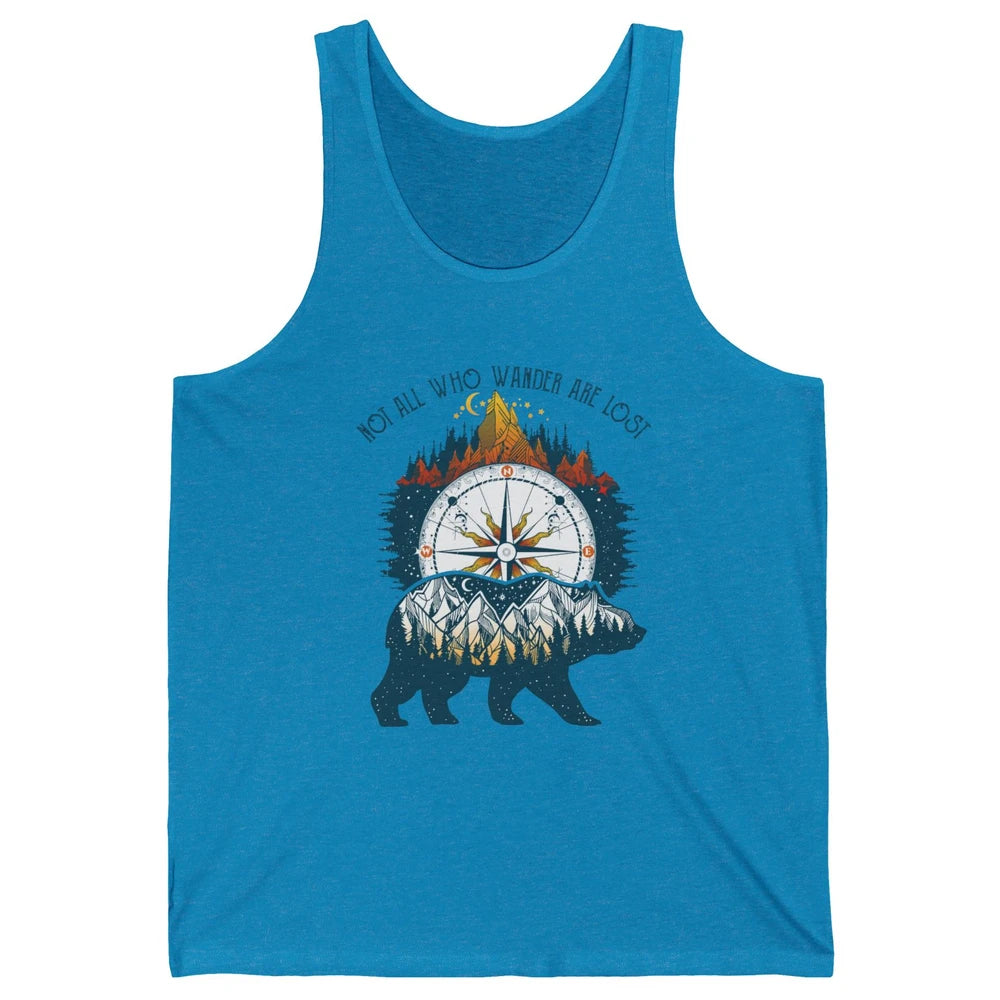 Not All Who Wander Are Lost Compass Mountain Camping Hiking Unisex Jersey Tank