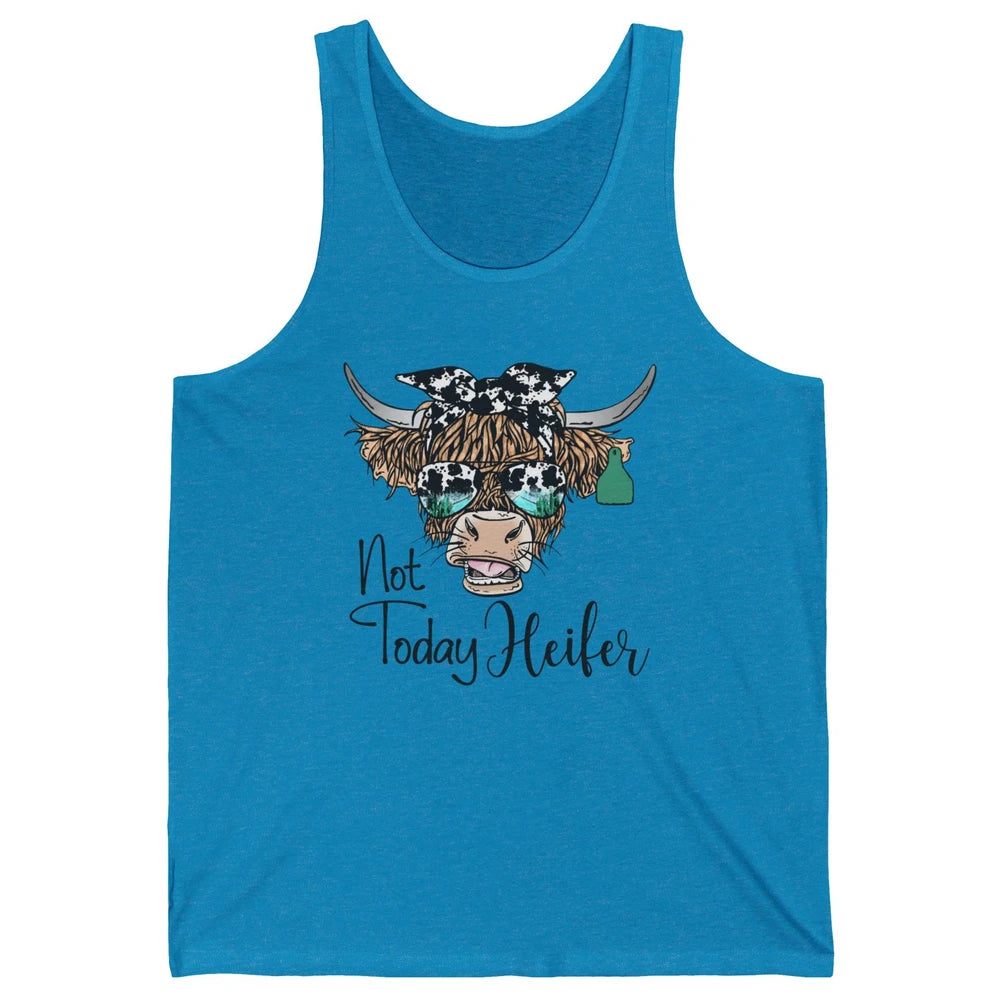 Highland Cow Bandana Cowhide Not Today Heifer Western Animal Unisex Jersey Tank