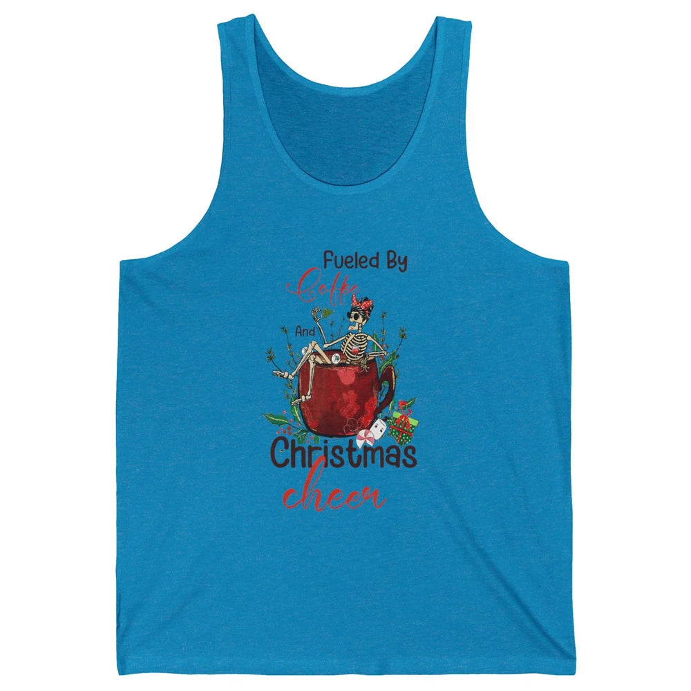 Merry Christmas Skeleton Drink Fueled By Coffee Xmas Latte Unisex Jersey Tank