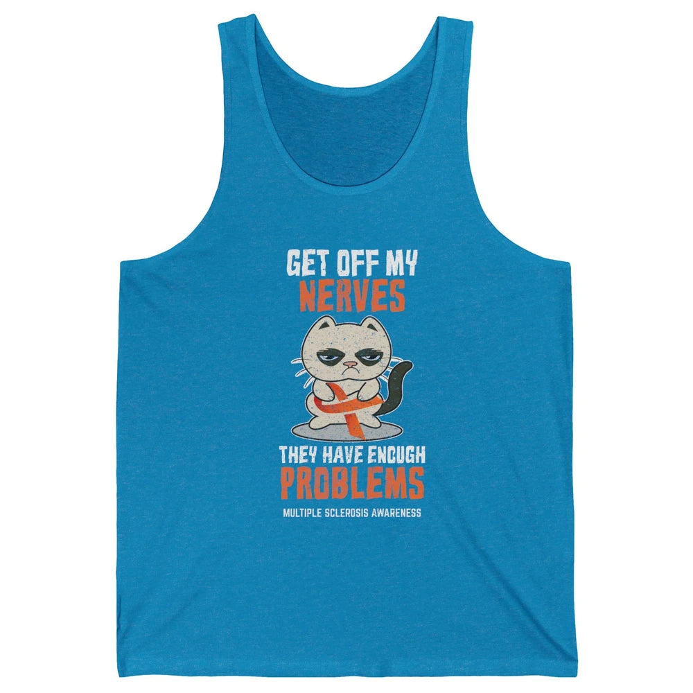 Multiple Sclerosis Awareness Ms Cancer Cat Orange Ribbon Unisex Jersey Tank