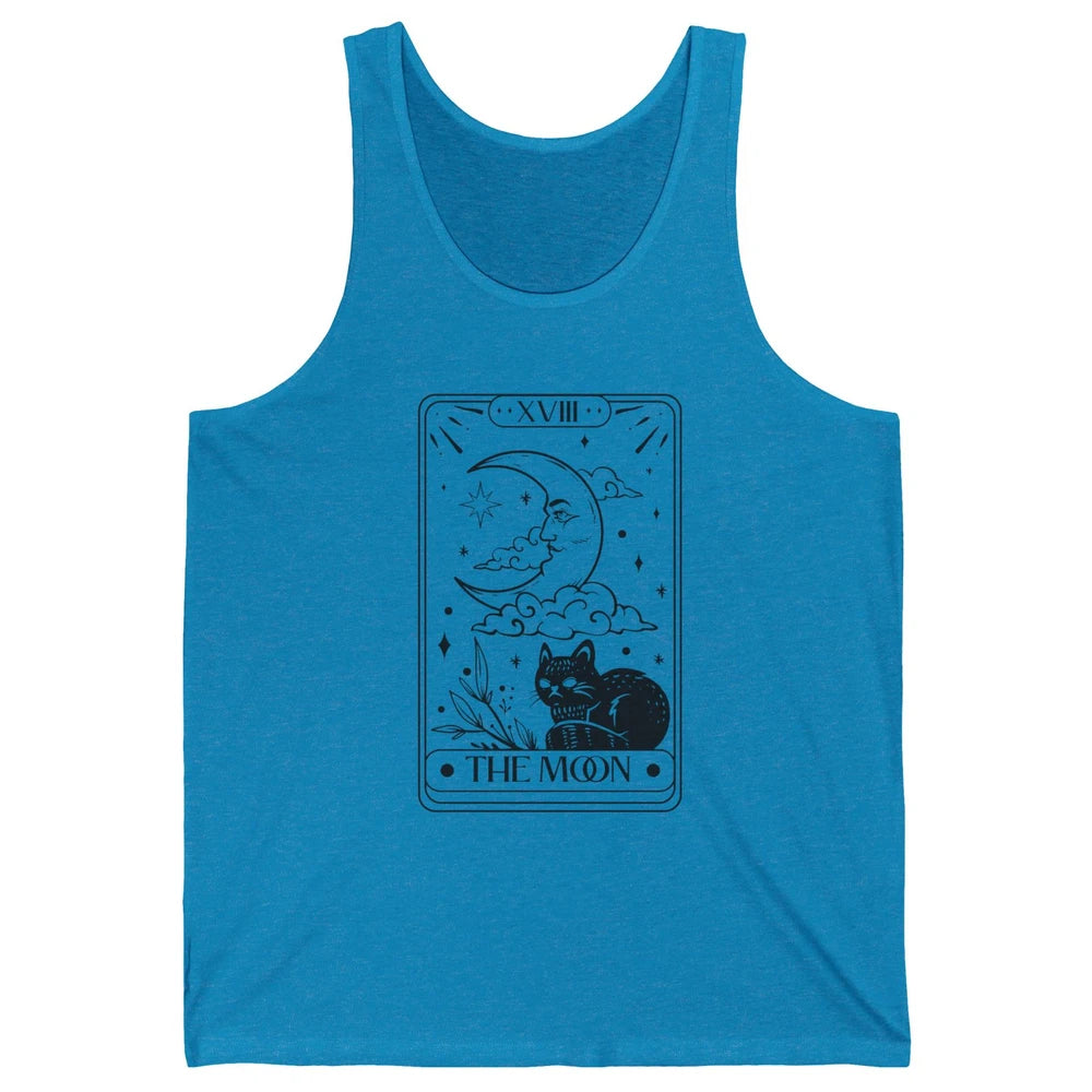 Retro Halloween Cat Witch The Moon Tarot Card Witchcraft Unisex Jersey Tank