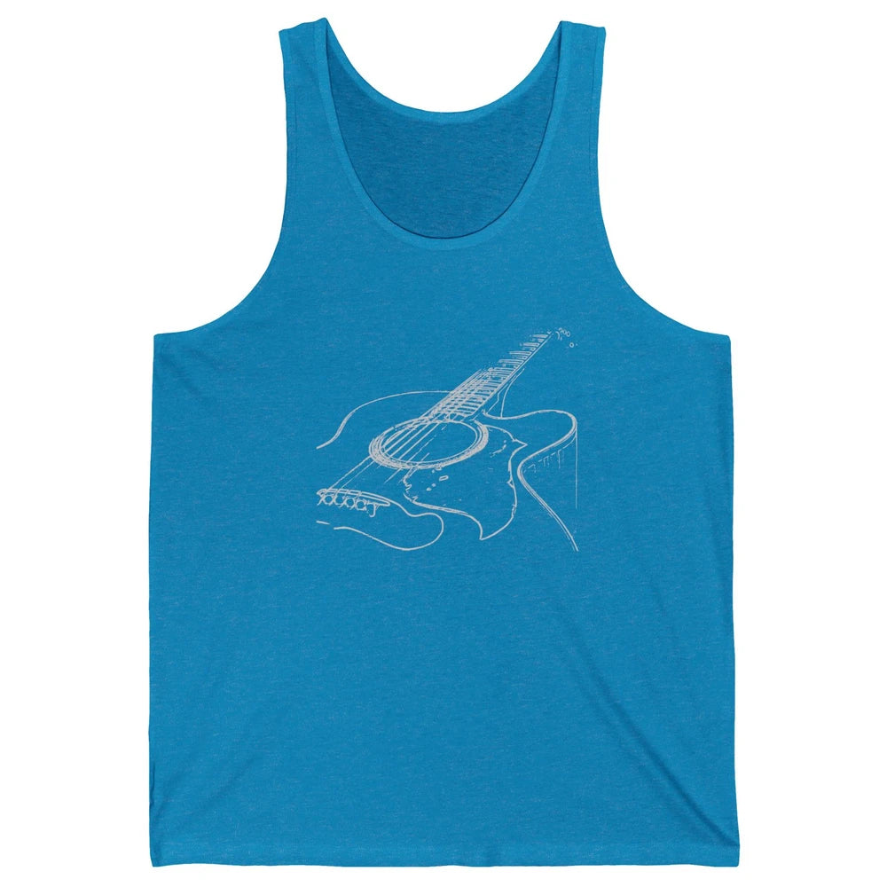 Retro Acoustic Guitar Guitarist Musician Music Lovers Gift Unisex Jersey Tank
