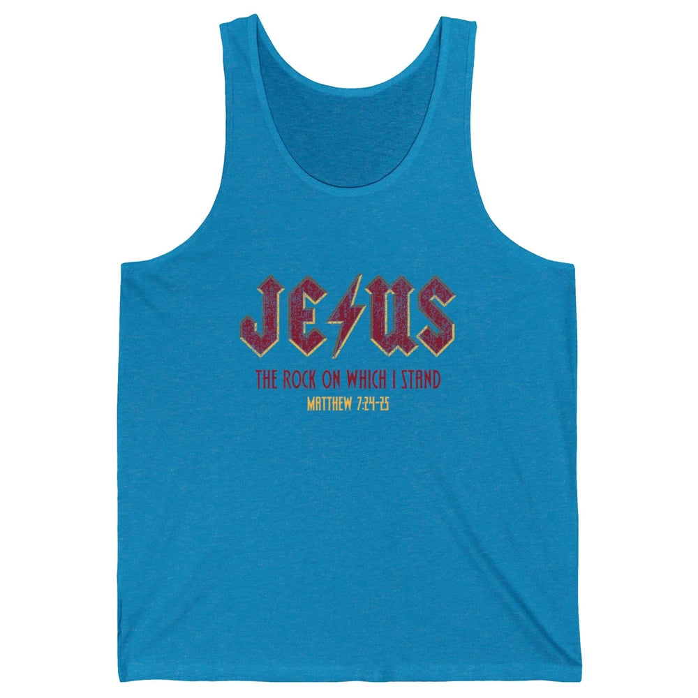 Retro Jesus The Rock On Which I Stand Faith Christian God Unisex Jersey Tank