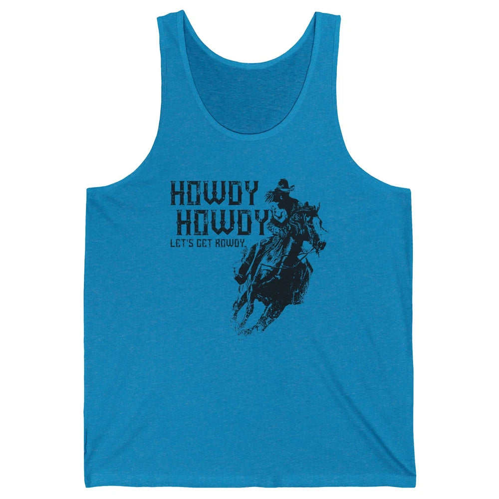 Retro Howdy Cowboy Rodeo Riding Horse Western Country Men Unisex Jersey Tank