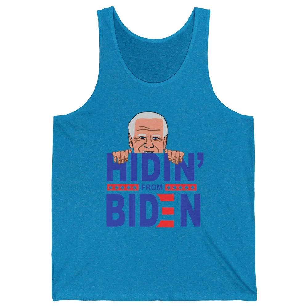 Retro Funny Joe Biden Hiding From Biden Anti Liberal US Flag Unisex Jersey Tank