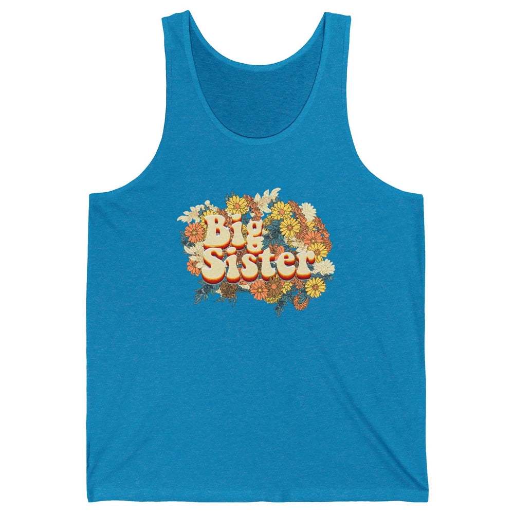 Retro Floral Big Sister Siblings Little Sister Gift Unisex Jersey Tank