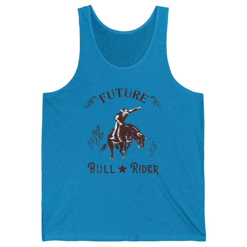 Retro Future Bull Rider Cowboy Western Country Cactus Riding Unisex Jersey Tank