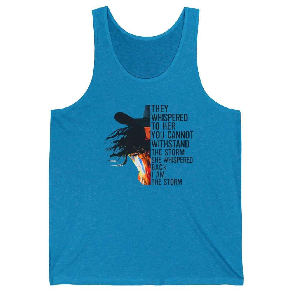 Retro Cowgirl She Whispered Back I Am The Storm Western Unisex Jersey Tank