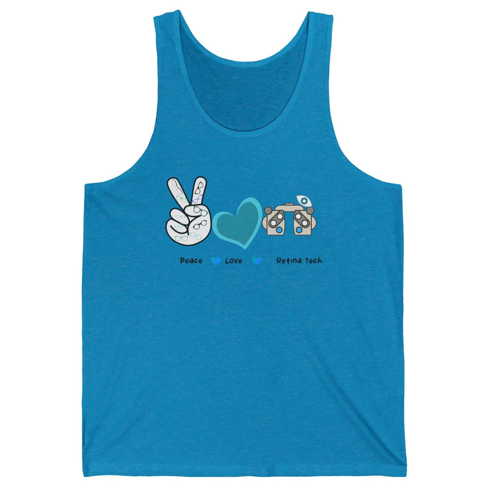 Peace Love Retina Tech Eye Chart Optometrist Optician Life Unisex Jersey Tank