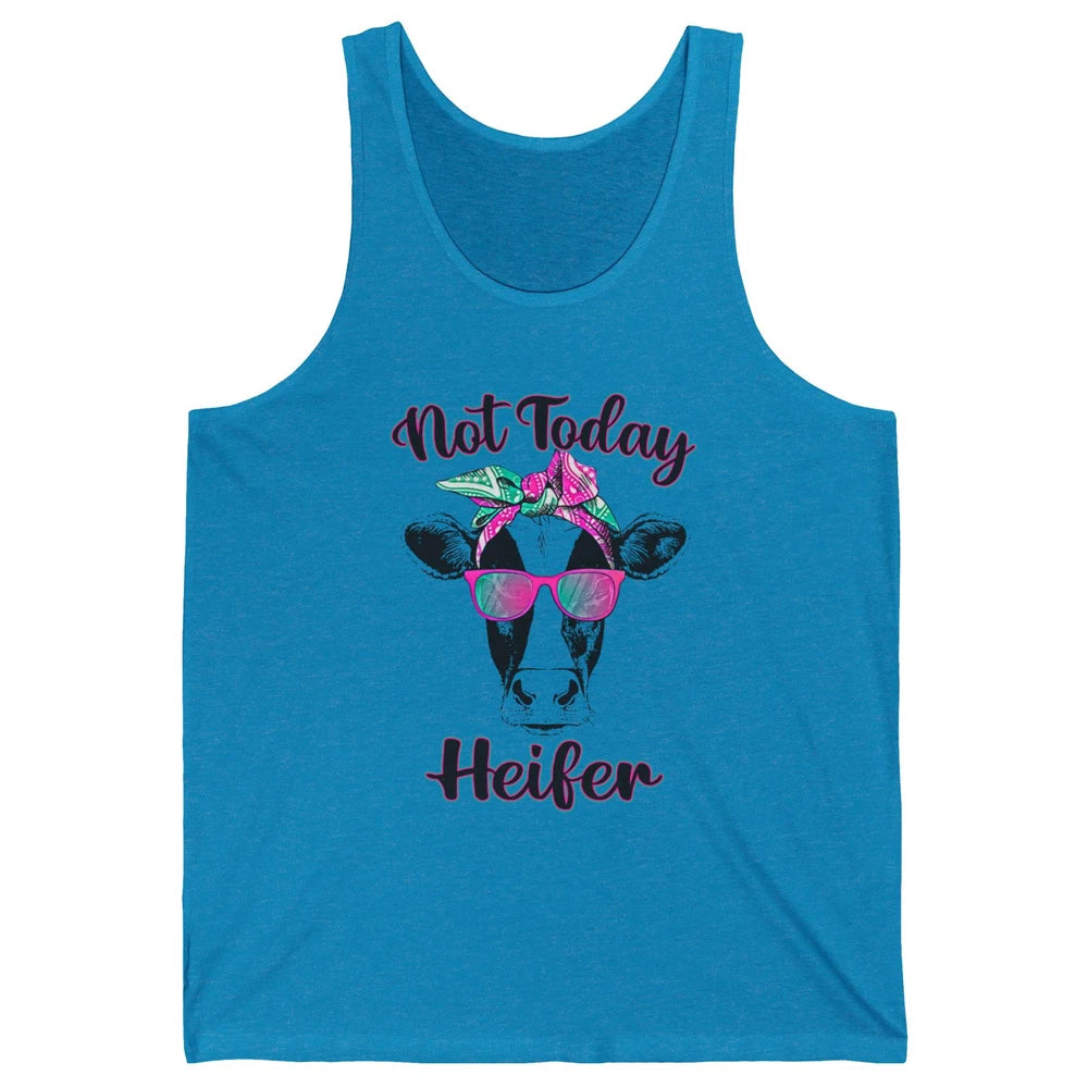 Not Today Heifer Funny Cow With Glasses Bandana Heifer Lover Unisex Jersey Tank