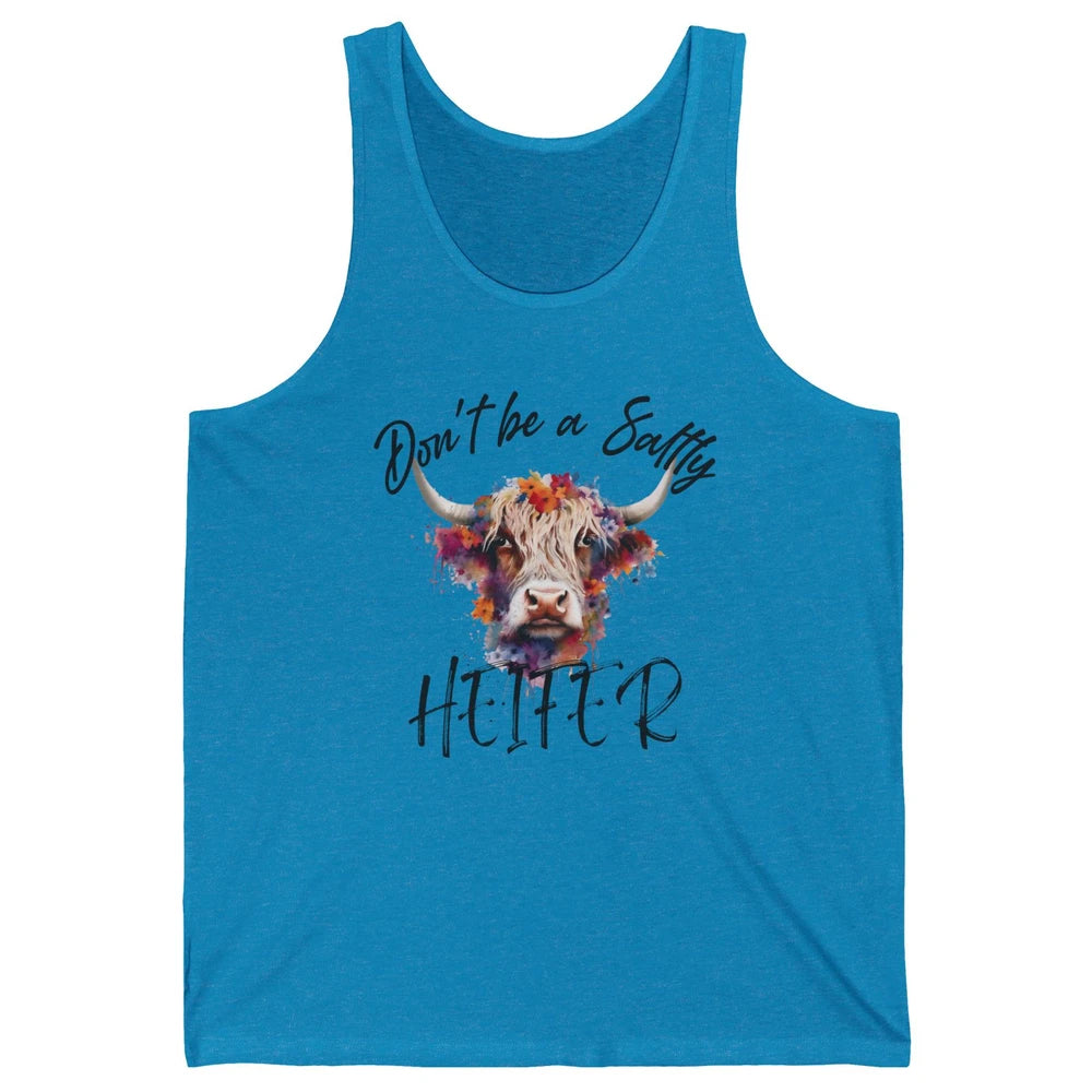 Floral Long Haired Cow Don't Be A Salty Heifer Western Farm Unisex Jersey Tank