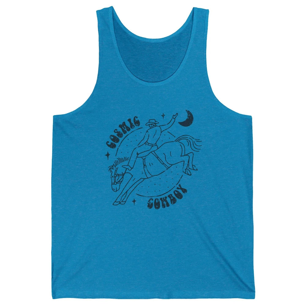 Retro Cowboy Riding Cosmic Cowboy Western Country Cowgirl Unisex Jersey Tank