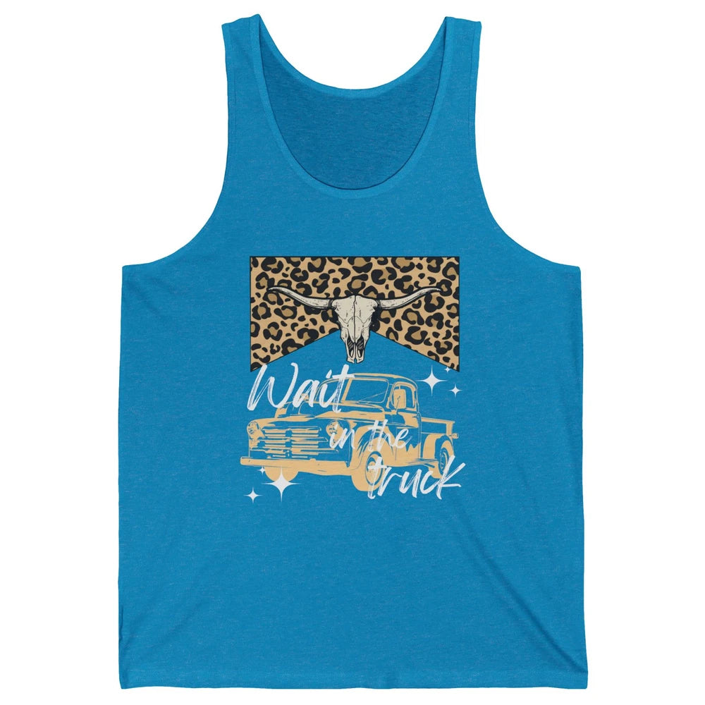 Retro Leopard Bull Skull Wait In The Truck Western Country Unisex Jersey Tank