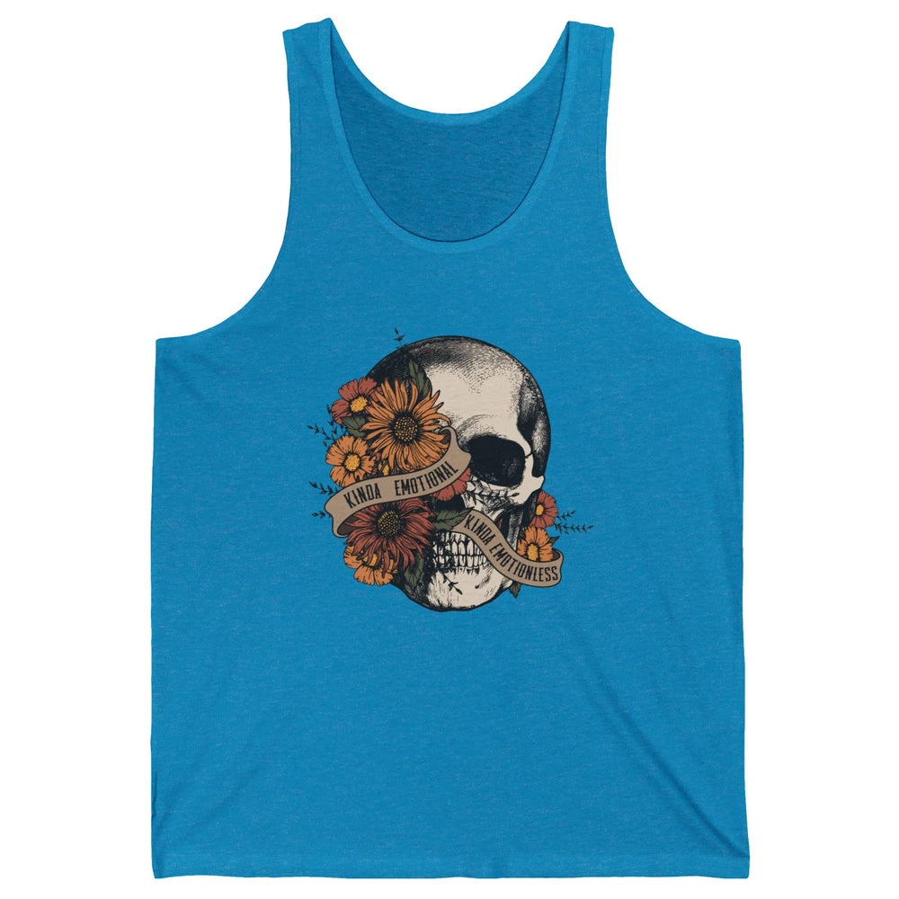 Retro Kinda Emotional Kinda Emotionless Floral Skull Unisex Jersey Tank