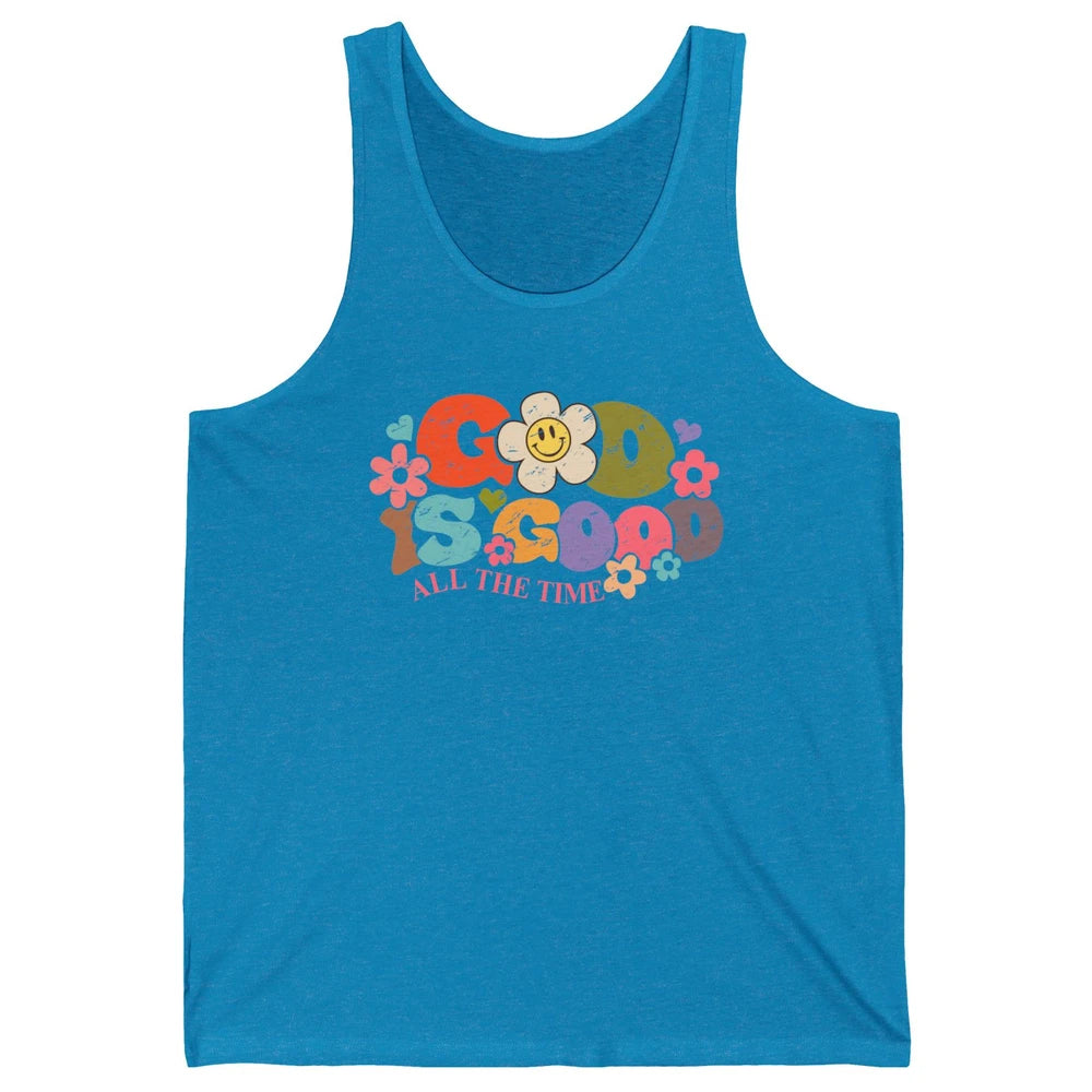 Retro Groovy God Is Good All The Time Christian Religious Unisex Jersey Tank