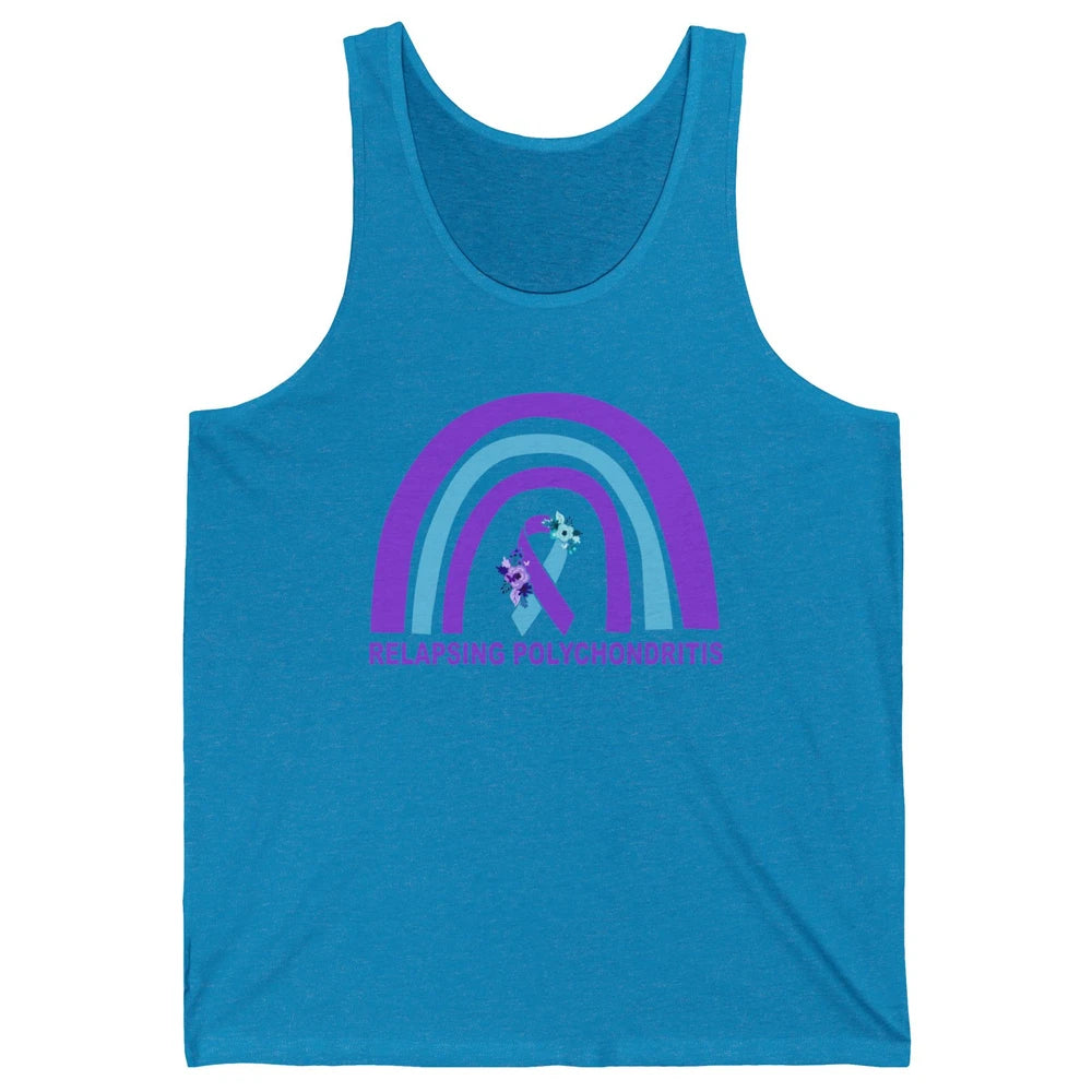 Relapsing Polychondritis Awareness Floral Blue Purple Ribbon Unisex Jersey Tank