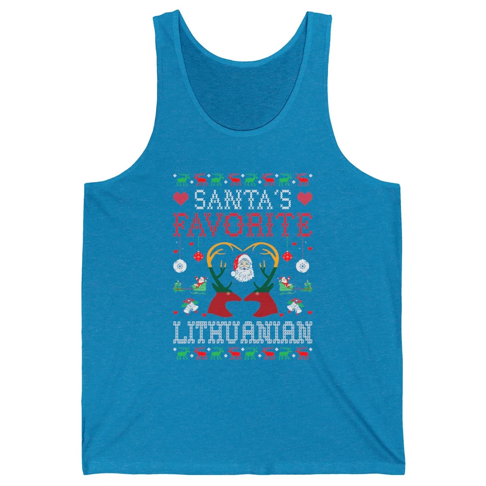 Merry Christmas Santa Favorite Lithuanian Xmas Ugly Santa Unisex Jersey Tank