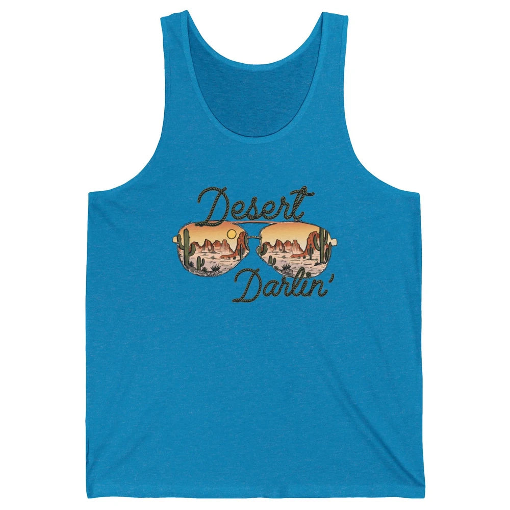 Retro Desert Darling Cactus Glasses Western Country Cowboy Unisex Jersey Tank
