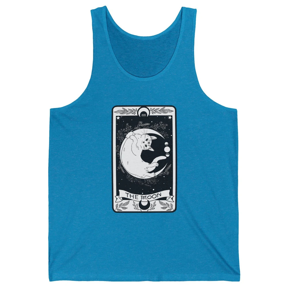 Retro Halloween Gothic Cat The Moon Tarot Card Witchcraft Unisex Jersey Tank