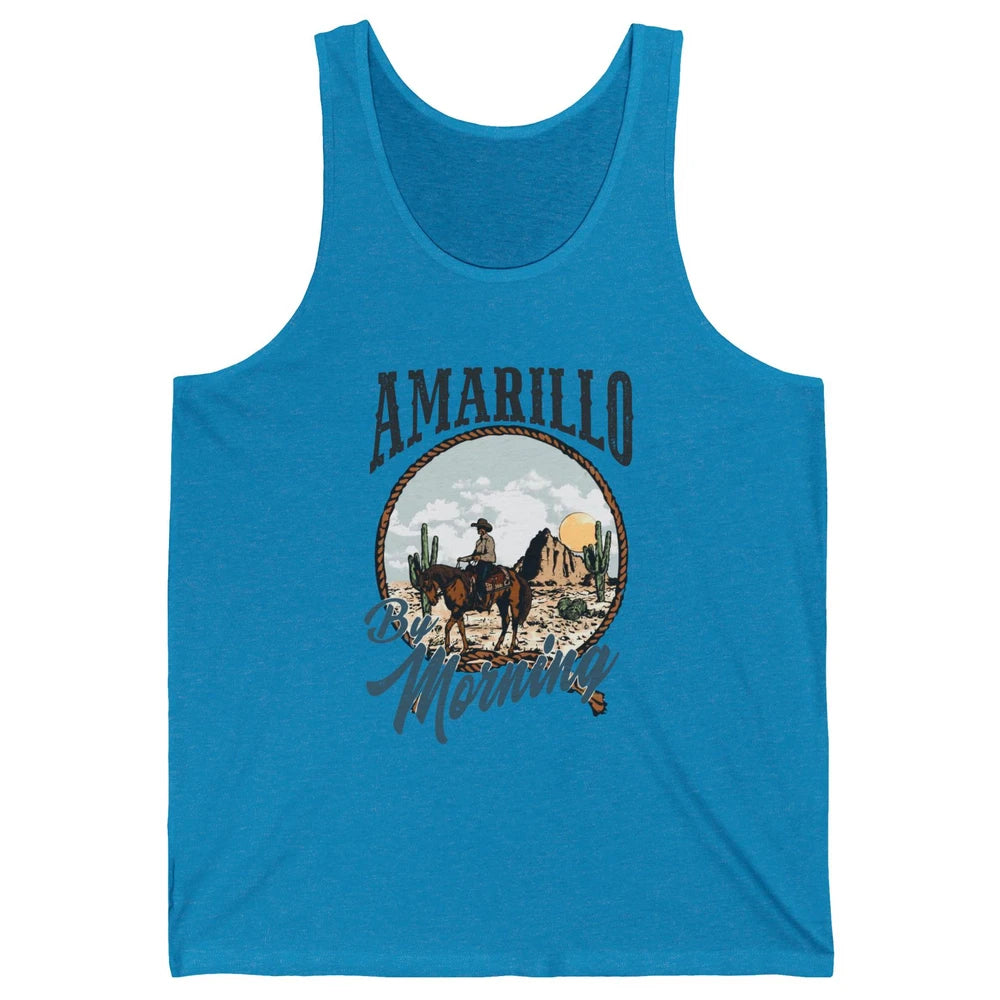 Retro Desert Cowboy Riding Horse Amarillo By Morning Western Unisex Jersey Tank