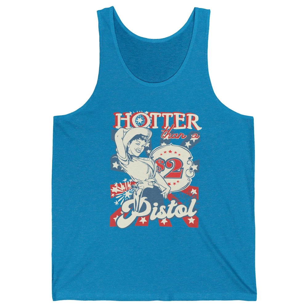 Retro Cowgirl Hotter Than A 2 Dollar Pistol Western Country Unisex Jersey Tank