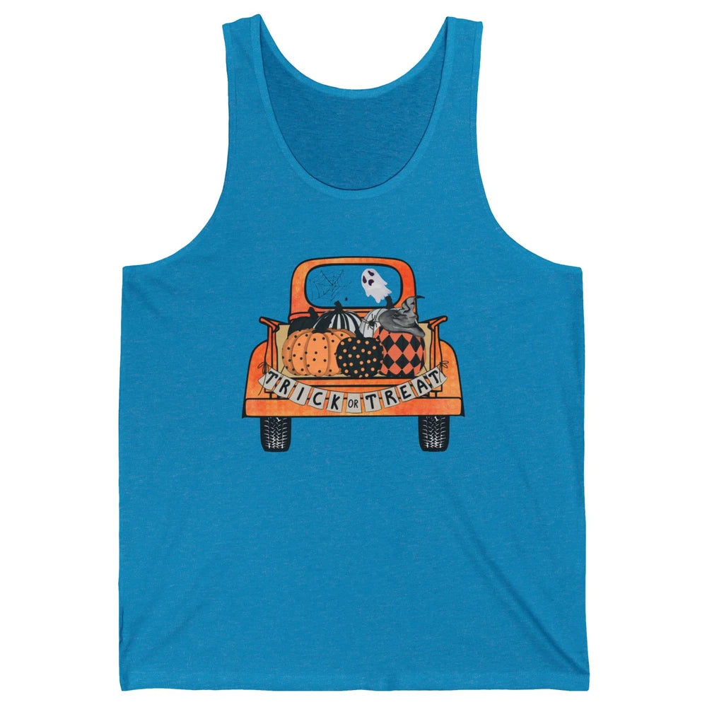 Retro Fall Pumpkin Truck Fall Halloween Trick Or Treat Gift Unisex Jersey Tank