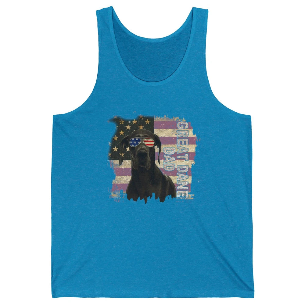 Retro Best Great Dane Dad Ever American Flag 4th Of July Unisex Jersey Tank