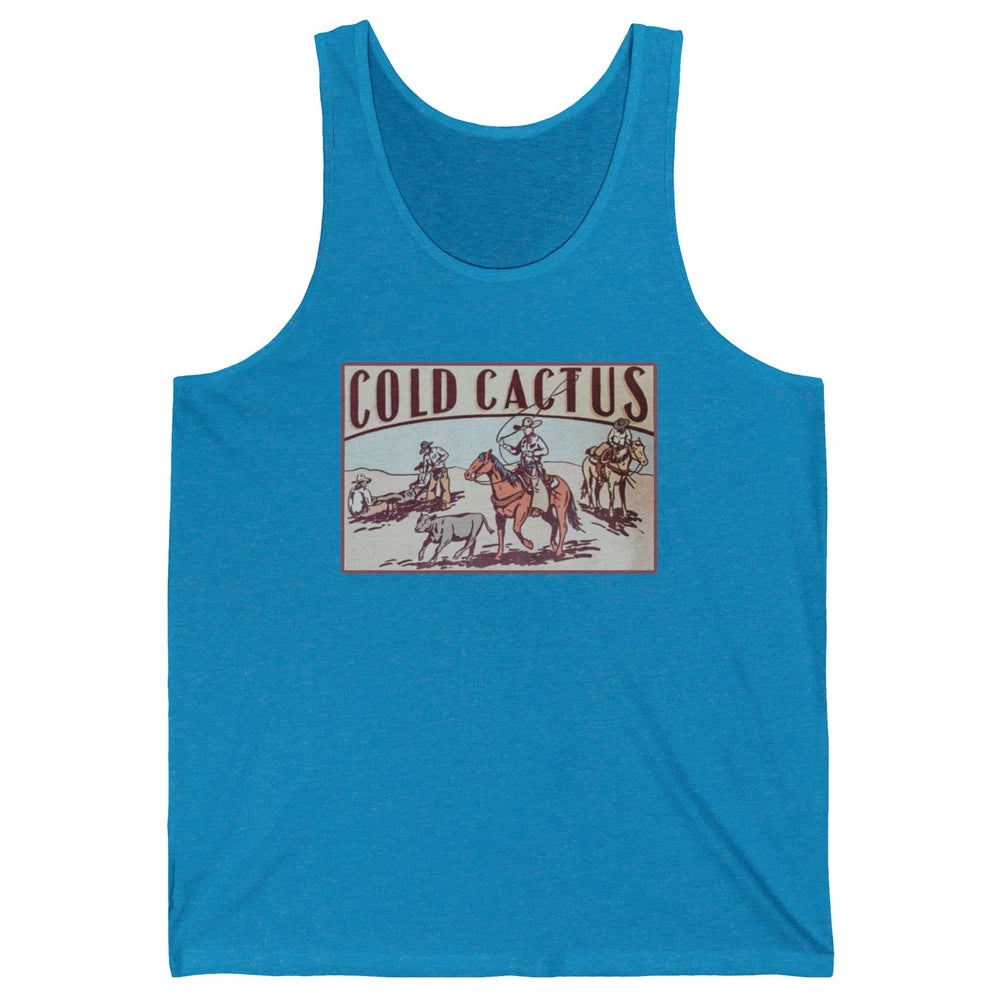 Retro Cowboy Horseback Rider Cold Cactus Western Country Unisex Jersey Tank
