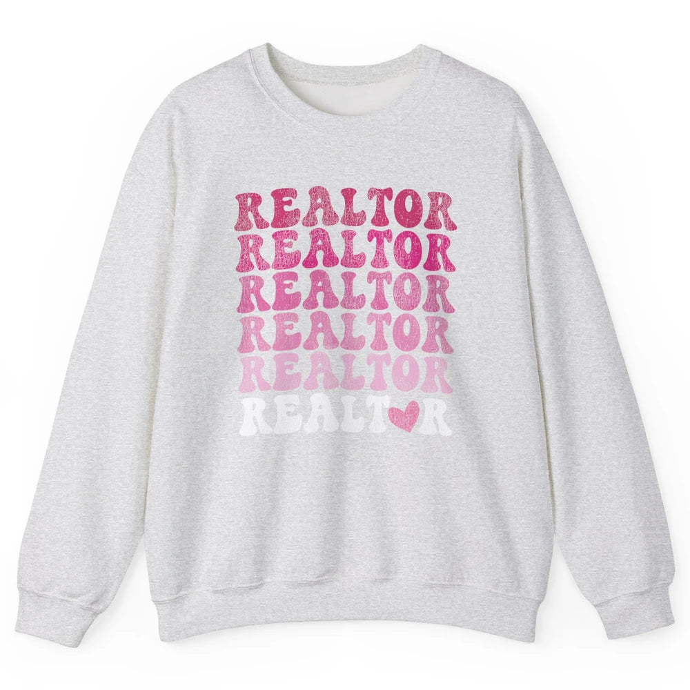 Real Estate Heart Wife Life Pink Realtor Women Close Deal Unisex Crewneck Sweatshirt