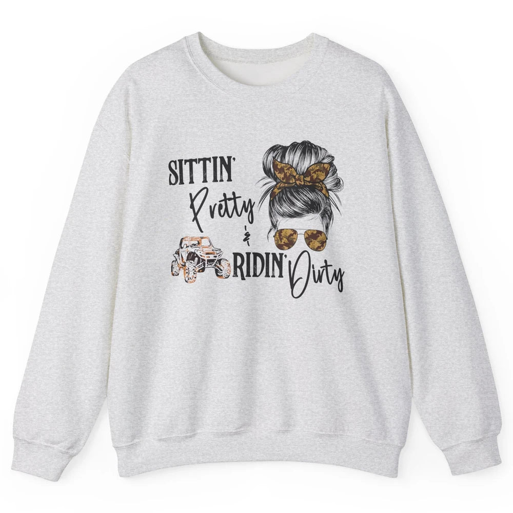 Mud Riding ATV Messy Bun Ride RZR SXS Life Country Girls Unisex Crewneck Sweatshirt